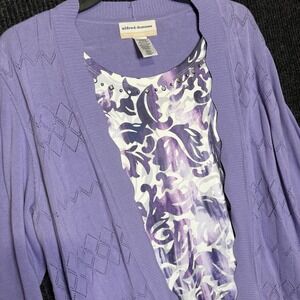 Women Alfred Dunner Top Mock 2 piece Lavender Sweater Lilac Purple 1X